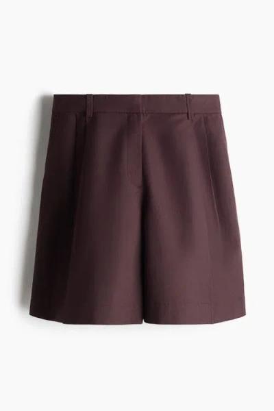 H&m Linen-blend Tailored Shorts In Brown