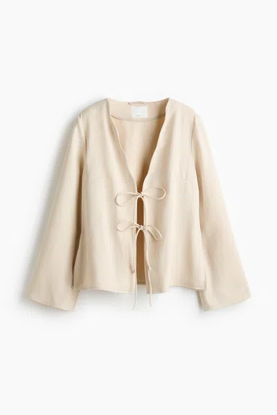H&m Linen-blend Tie-front Jacket In Multi