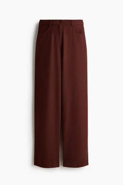 H&m Linen-blend Trousers In Brown