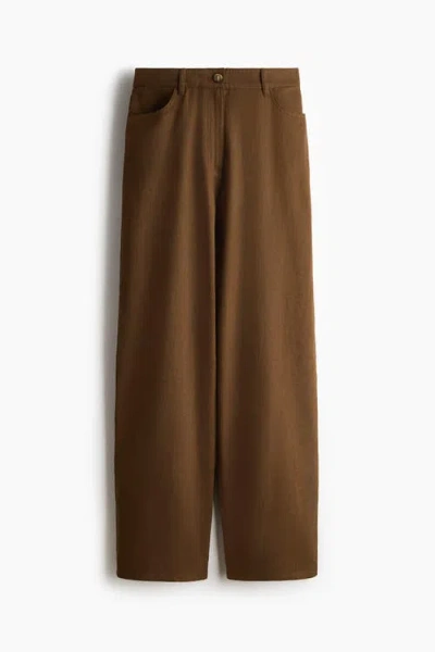 H&m Linen-blend Trousers In Brown