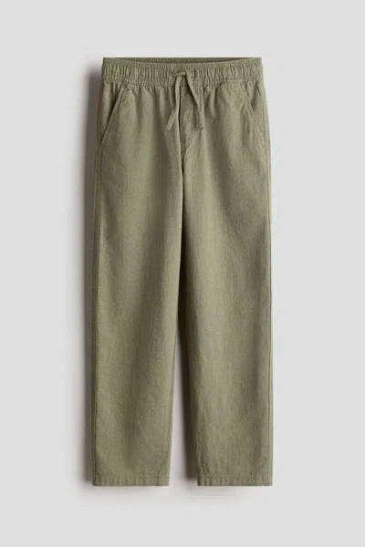 H&m Kids'  Linen-blend Trousers In Green