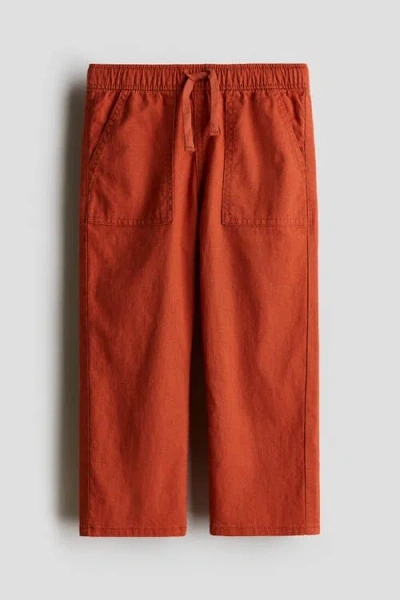 H&m Kids'  Linen-blend Trousers In Red