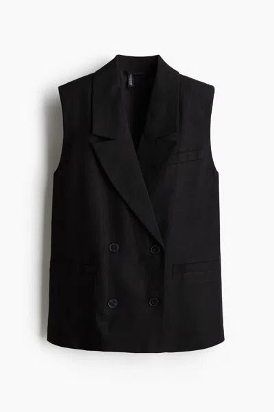 H&m Linen-blend Vest In Black
