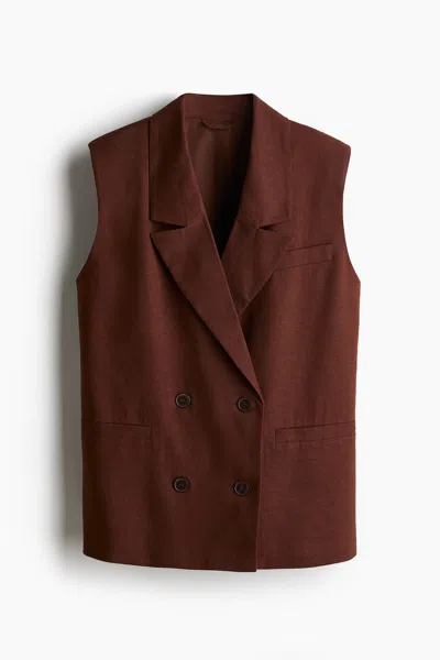 H&m Linen-blend Vest In Brown