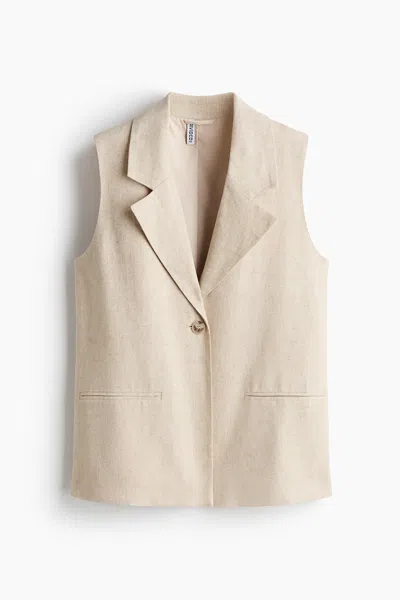 H&m Linen-blend Vest In Neutral