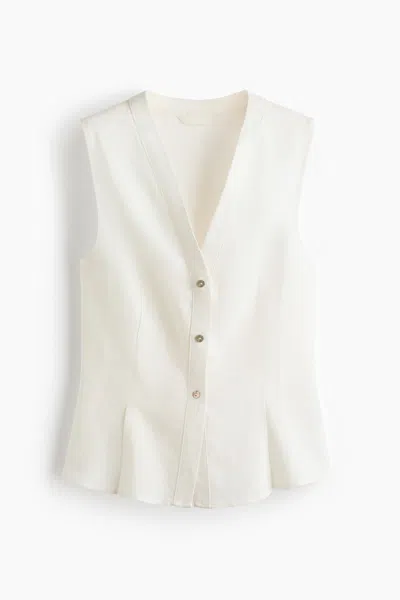H&m Linen-blend V-neck Vest In White