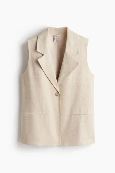 H&m Linen-blend Waistcoat In Neutral