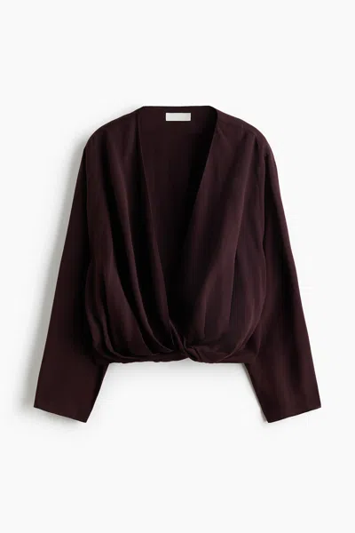 H&m Linen-blend Wrap Blouse In Blue