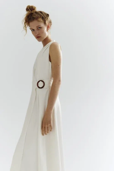 H&m Linen-blend Wrap Dress In White