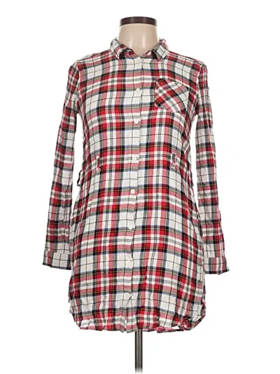 Pre-owned H&m L.o.g.g. 3/4 Sleeve Button Down Shirt In Red