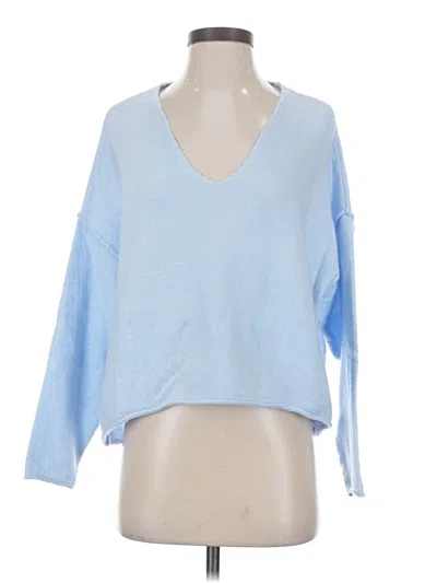 Pre-owned H&m L.o.g.g. Long Sleeve Top Blue V-neck Tops