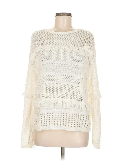 Pre-owned H&m L.o.g.g. Long Sleeve Top Ivory Boatneck Tops In White