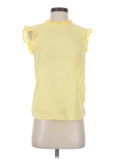 Pre-owned H&m L.o.g.g. Short Sleeve Top Yellow Mock Neckline Tops