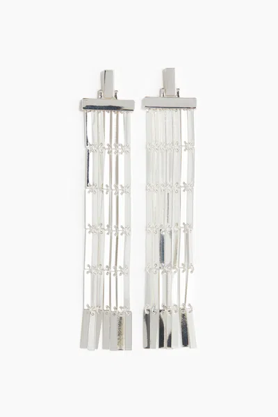 H&m Long Earrings In Silver-colored