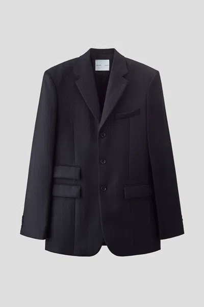 H&m Long Single-breasted Wool Jacket In Black