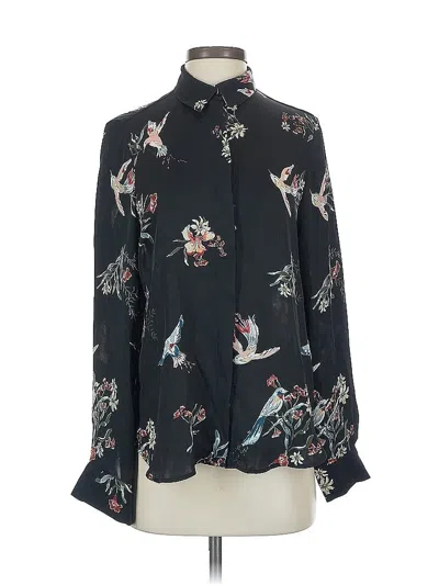 Pre-owned H&m Long Sleeve Blouse In Black