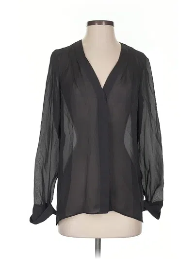 Pre-owned H&m Long Sleeve Blouse In Black