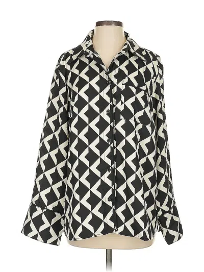 Pre-owned H&m Long Sleeve Blouse In Black