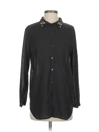 Pre-owned H&m Long Sleeve Blouse In Black