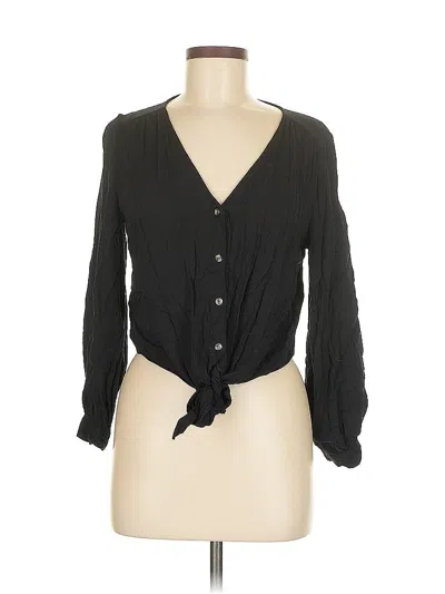 Pre-owned H&m Long Sleeve Blouse In Black
