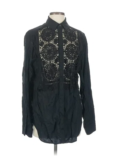 Pre-owned H&m Long Sleeve Blouse In Black