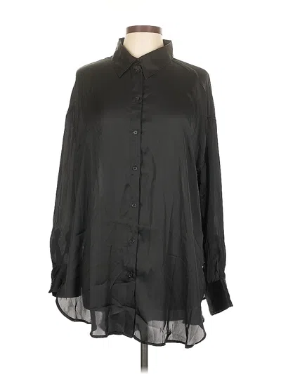 Pre-owned H&m Long Sleeve Blouse In Black