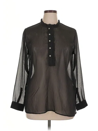 Pre-owned H&m Long Sleeve Blouse In Black