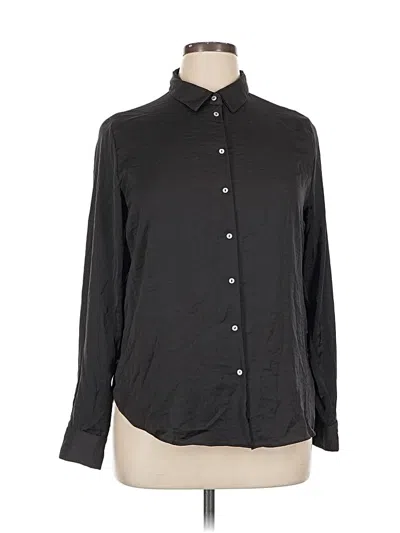 Pre-owned H&m Long Sleeve Blouse In Black