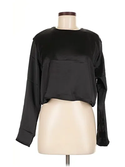 Pre-owned H&m Long Sleeve Blouse In Black