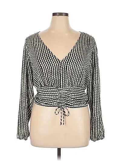 Pre-owned H&m Long Sleeve Blouse In Black