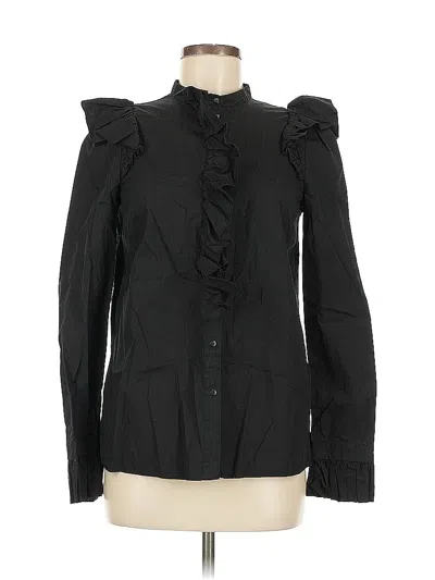 Pre-owned H&m Long Sleeve Blouse In Black