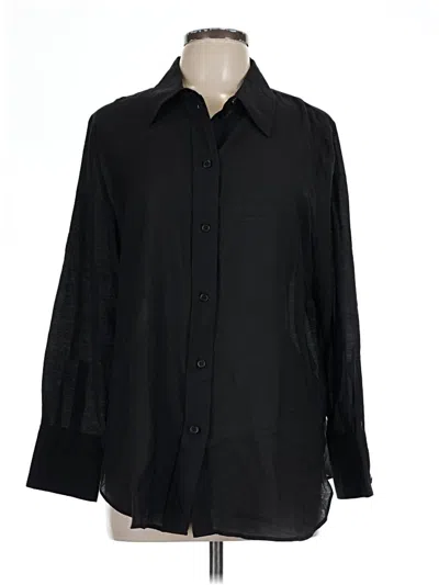 Pre-owned H&m Long Sleeve Blouse In Black