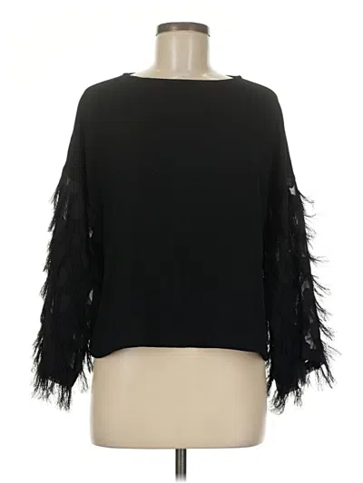 Pre-owned H&m Long Sleeve Blouse In Black