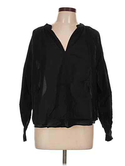 Pre-owned H&m Long Sleeve Blouse In Black