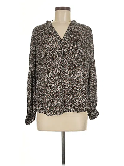 Pre-owned H&m Long Sleeve Blouse In Black