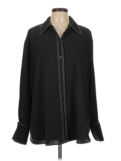 Pre-owned H&m Long Sleeve Blouse In Black