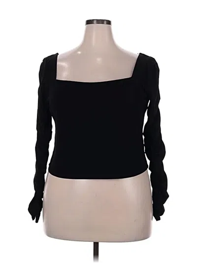 Pre-owned H&m Long Sleeve Blouse In Black