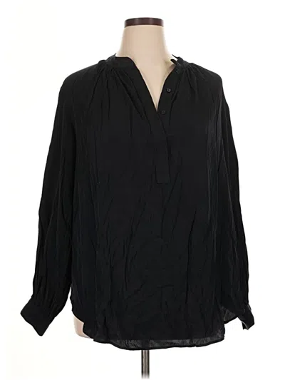 Pre-owned H&m Long Sleeve Blouse In Black