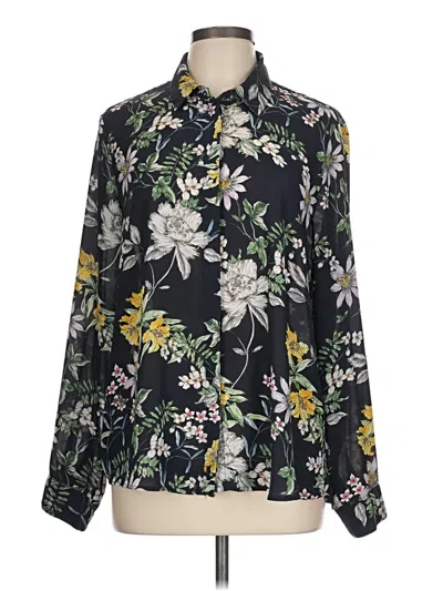 Pre-owned H&m Long Sleeve Blouse In Black