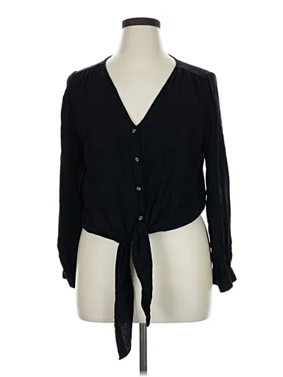 Pre-owned H&m Long Sleeve Blouse In Black