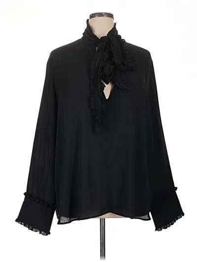Pre-owned H&m Long Sleeve Blouse In Black
