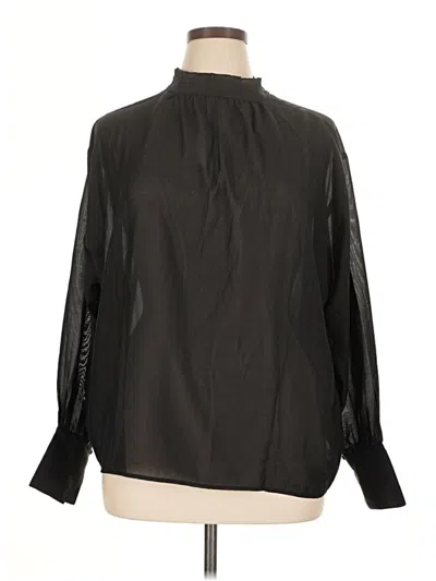 Pre-owned H&m Long Sleeve Blouse In Black
