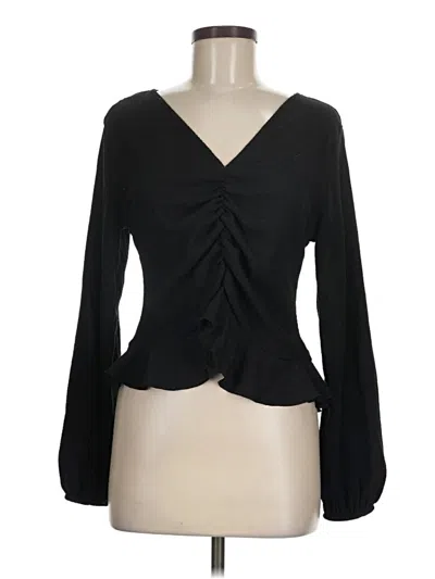 Pre-owned H&m Long Sleeve Blouse In Black