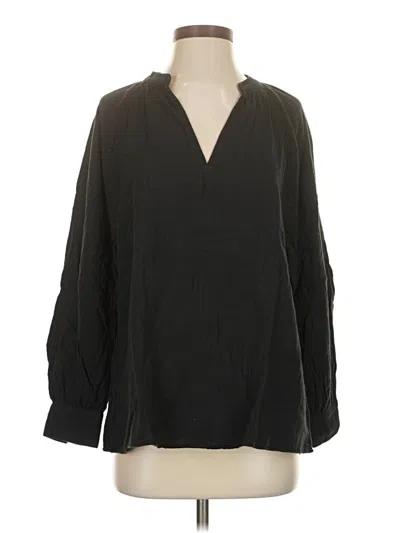 Pre-owned H&m Long Sleeve Blouse In Black