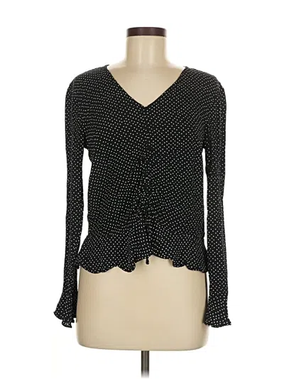 Pre-owned H&m Long Sleeve Blouse In Black
