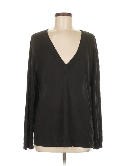 Pre-owned H&m Long Sleeve Blouse In Black