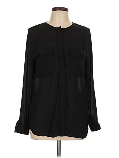 Pre-owned H&m Long Sleeve Blouse In Black