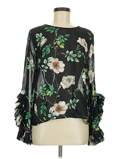 Pre-owned H&m Long Sleeve Blouse In Black