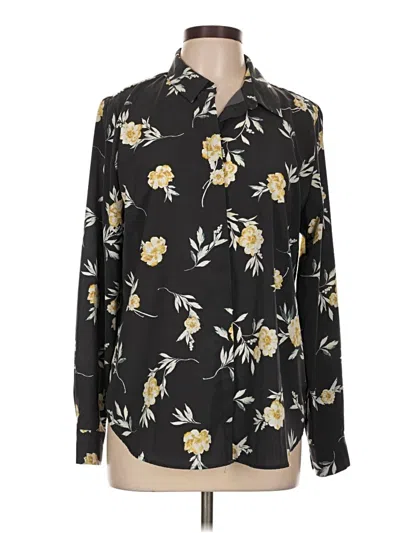 Pre-owned H&m Long Sleeve Blouse In Black