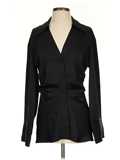 Pre-owned H&m Long Sleeve Blouse In Black